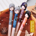 Pen de gel de muñeca de muñeca Kawaii Hot 3pcs/lote 0.5 mm Pensas negras con entraza Pensas coloridas